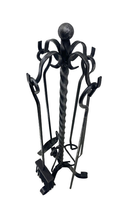 Fireplace Accessory Set Tool Kit Tripod Wrought Iron Stove Fire Rope Large