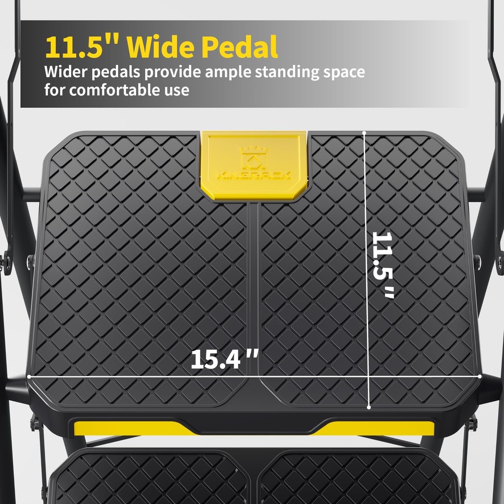 KINGRACK 6 Step Ladder with Tool Platform, 6-Step Handrail, Black&yellow