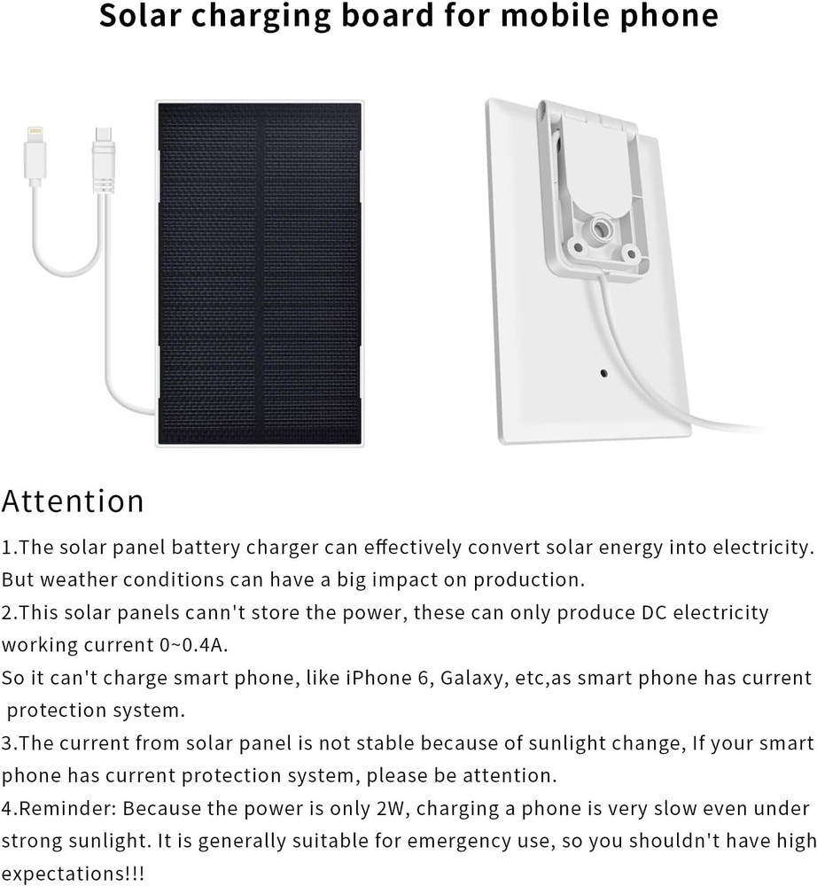 3W 5V Portable Waterproof Solar Panel with 6 FT Micro USB and Type-C White