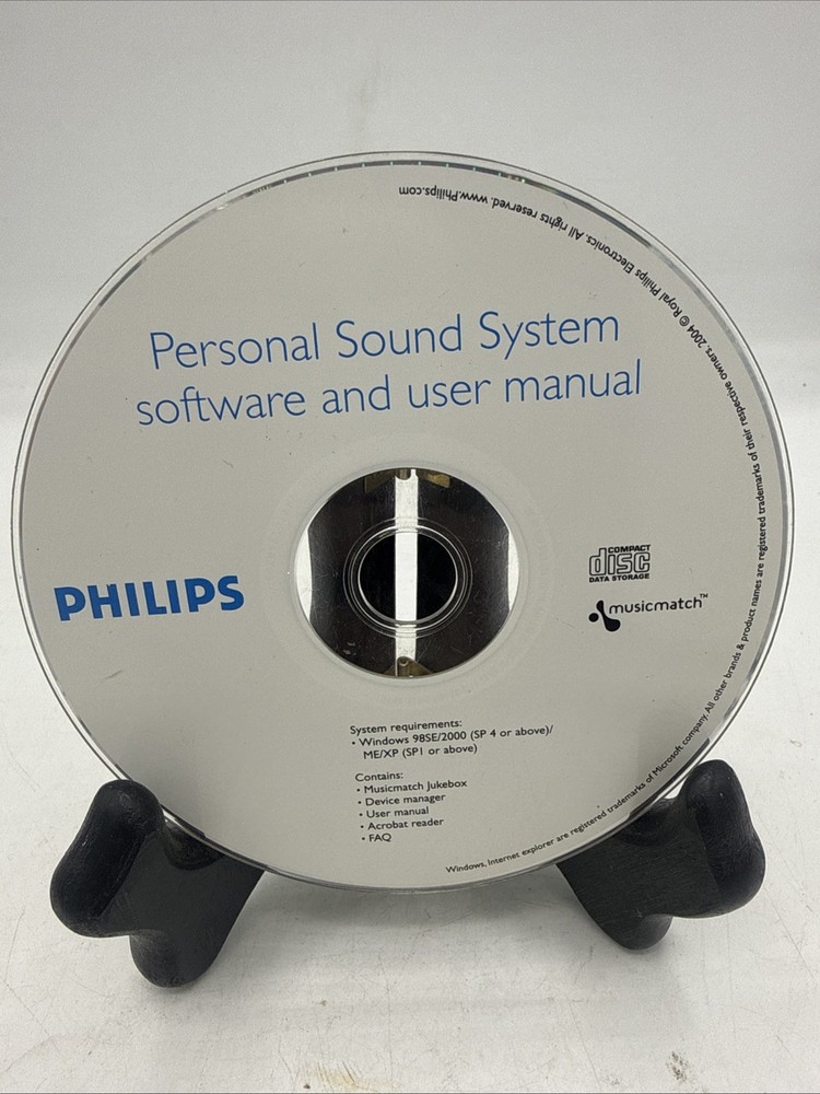 Philips Personal Sound System Software & User Manual Windows 98SE/2000 Disc Only
