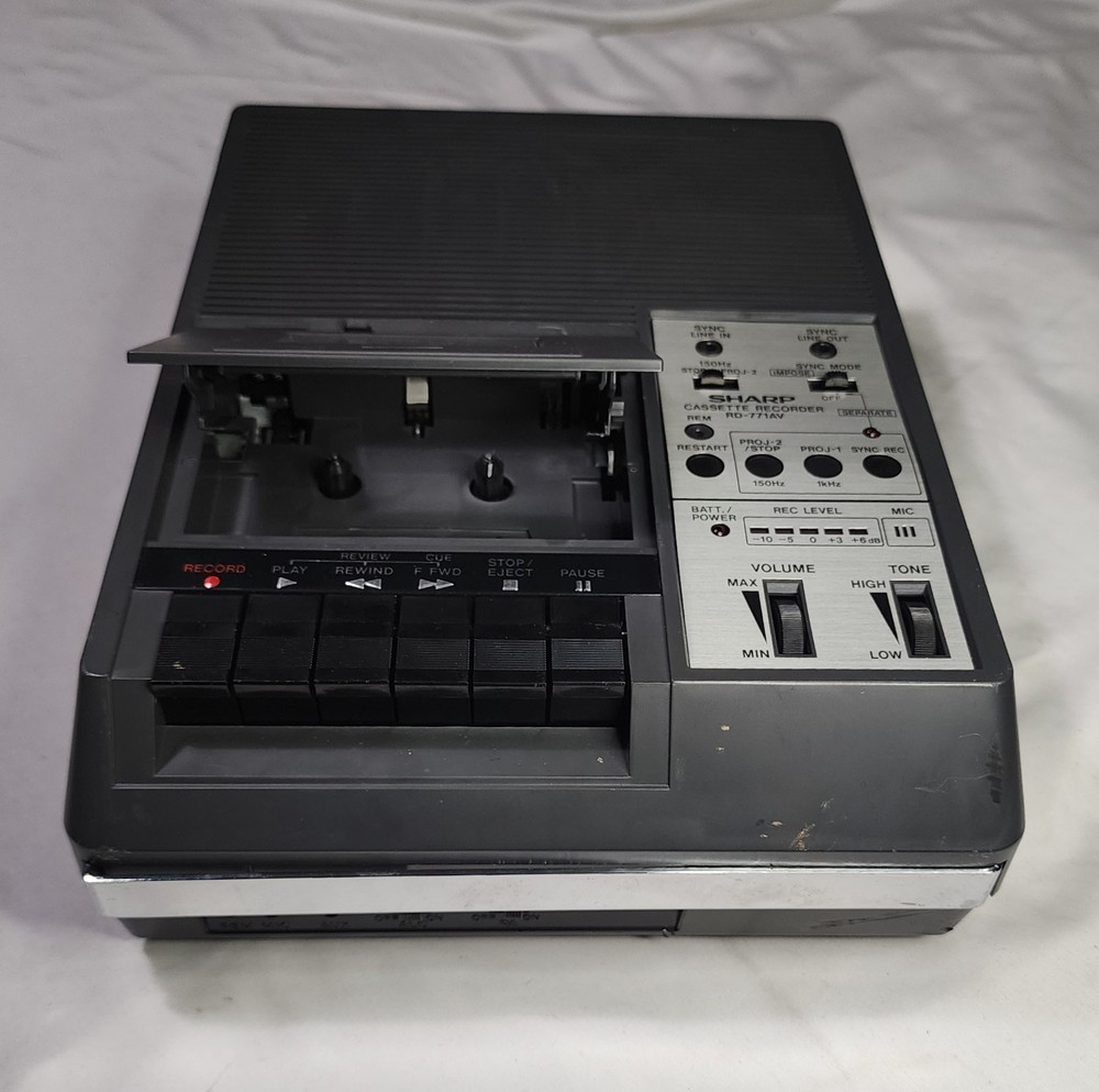 Vintage SHARP RD-771AV Slide Sync Cassette Tape Recorder TESTED