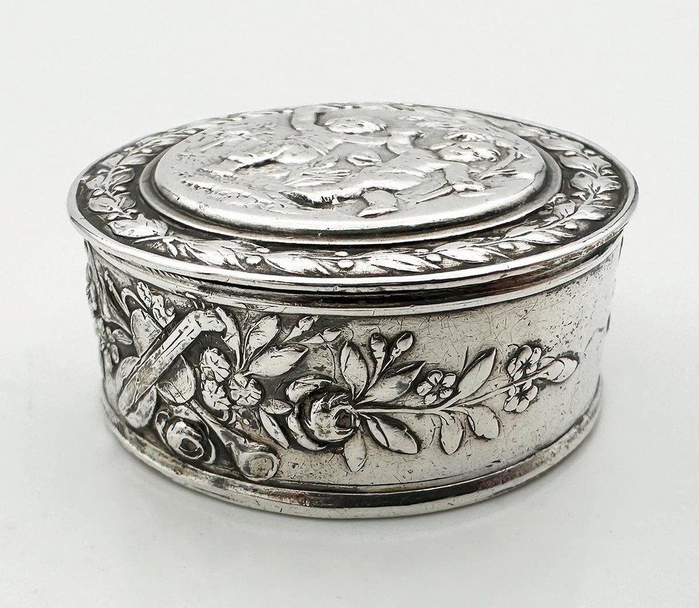 ANTIQUE AUSTRO-HUNGARIAN SILVER CHERUBS BOX 1806