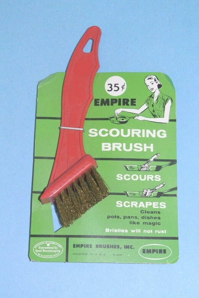 Vintage EMPIRE BRUSHES Kitchen Scouring Brush ~ NOS in original packaging