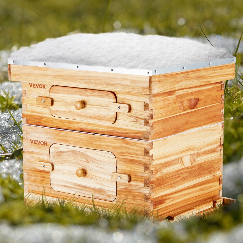 VEVOR Bee Hive Langstroth Kit 10 Deep & 10 Medium Frames with Acrylic Windows