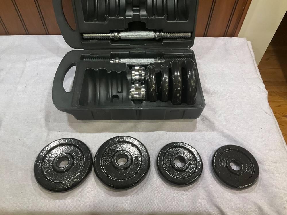 CAP Barbell 30 Pound adjustable Cast iron Dumbbell set with case