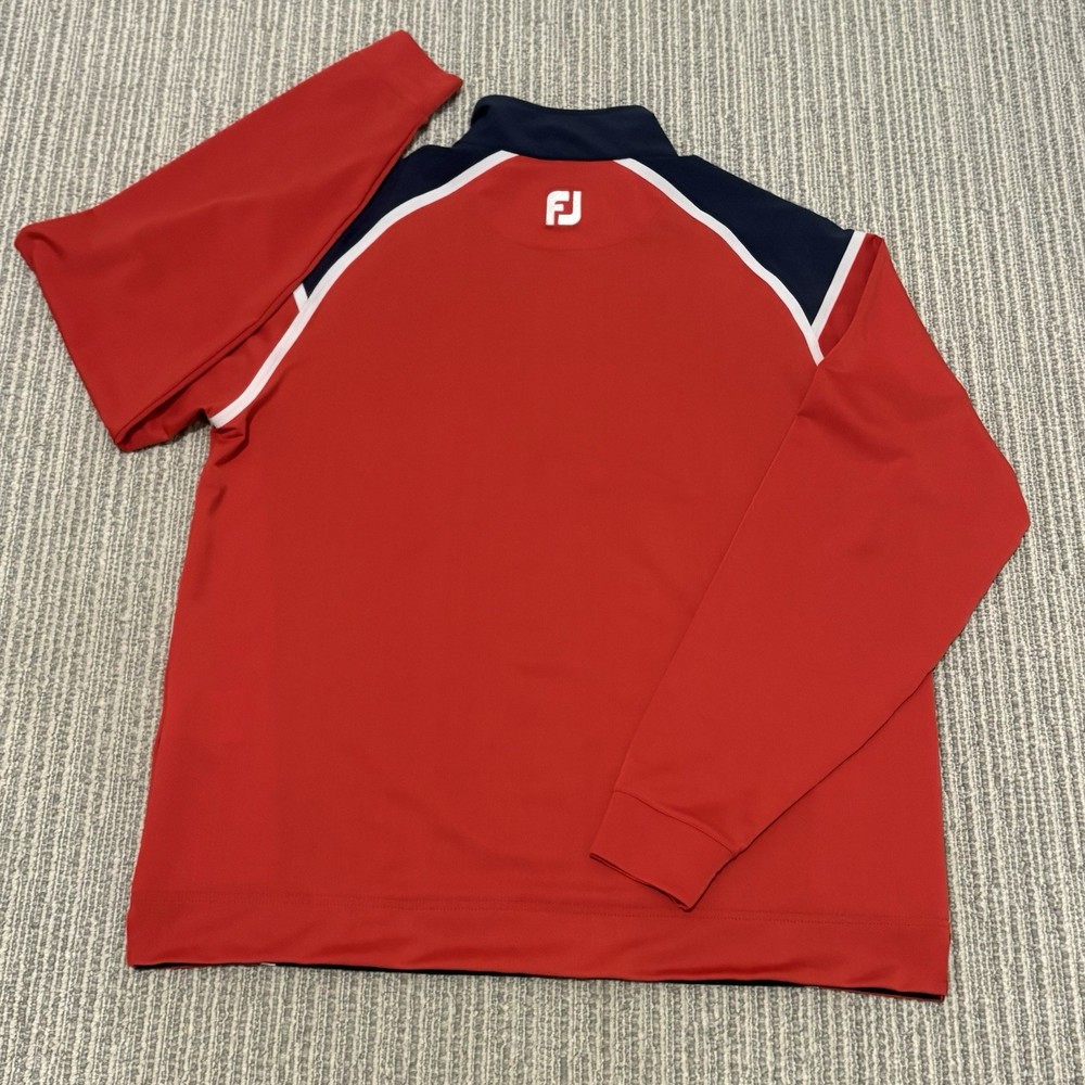 FootJoy Wind Tech 1/4 Zip Pullover Sweater Jacket - Navy Red White - Men's M