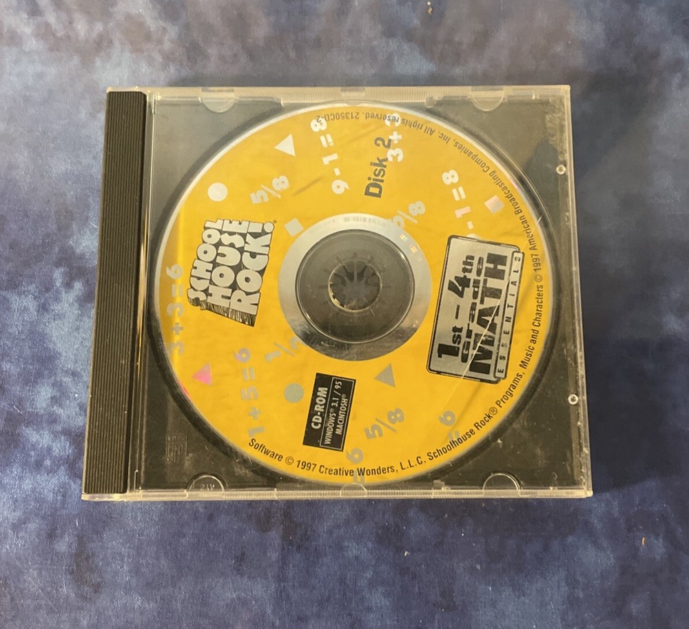 Vintage Microsoft Windows PC MAC School House Rock Math 1st-4th Disk 1 & 2