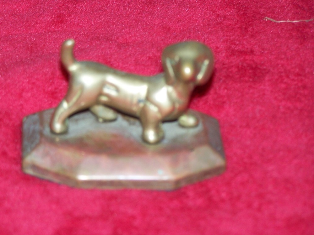 Solid Brass Small Dog Figurine 3" long. 2" tall, 2" wide