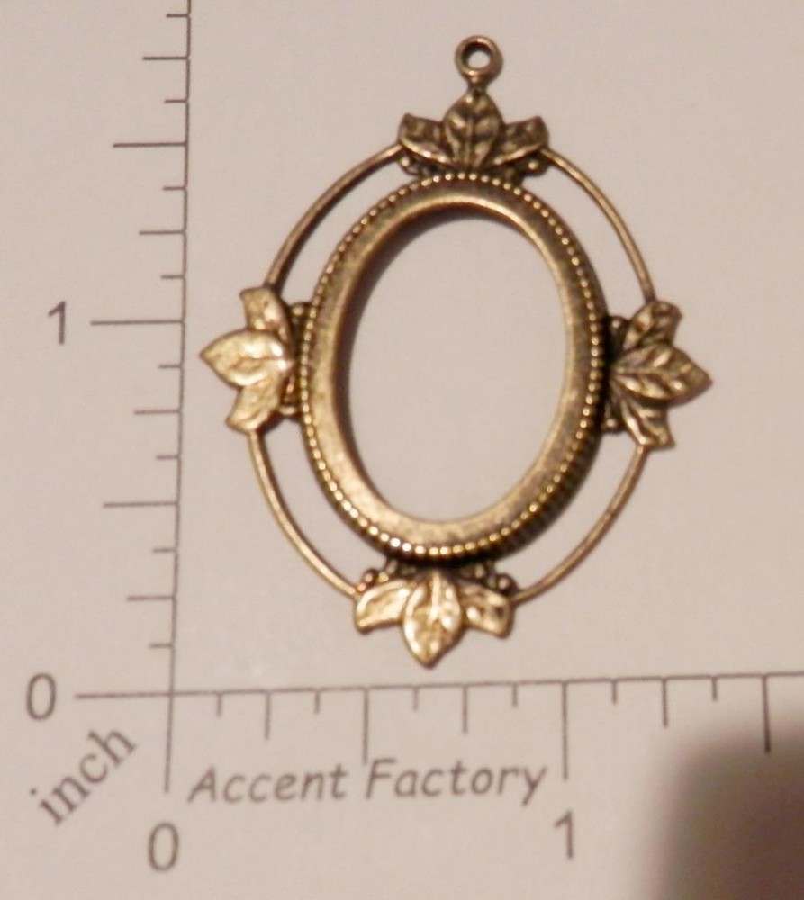 21723        Brass Oxidized Victorian Open 25x18mm Pendant Setting