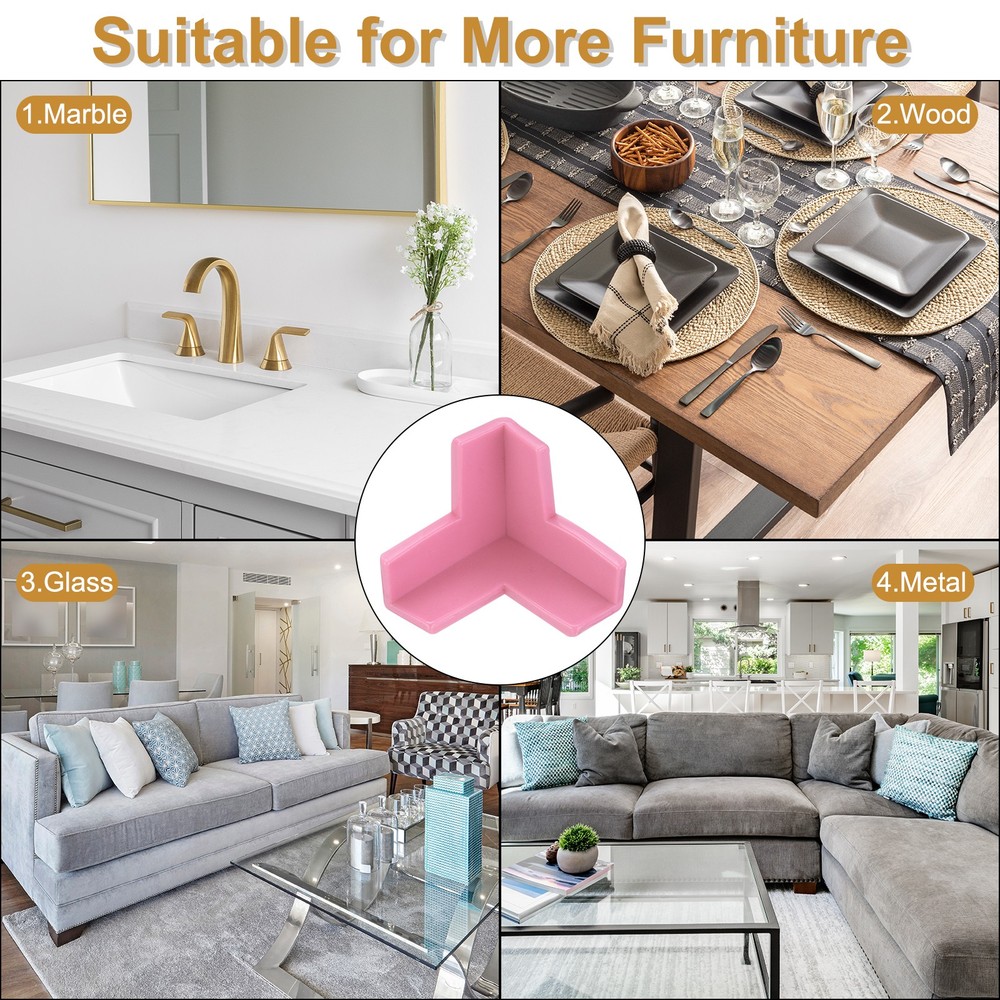 Corner Protectors 8Pcs Table Corner Protectors(3D-shaped, Pink)