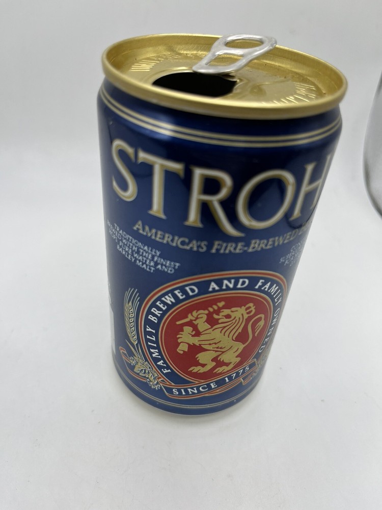 Vintage Stroh’s Beer Can Empty Top Opened Brewery Stroh