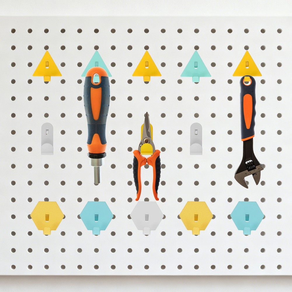 20Pcs PegBoard Hooks, 1.6" Triangle Study Peg Hooks for Wall Organizer, White