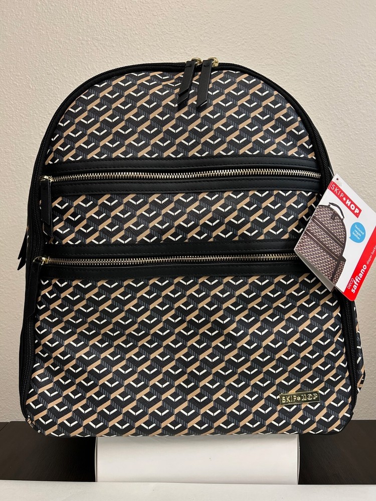 Skip Hop Deco Saffiano Diaper Backpack Black