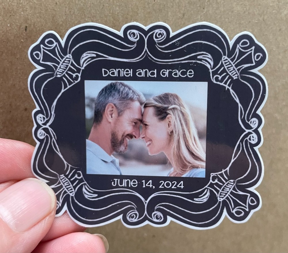 Black Frame Wedding Stickers - Set of 25