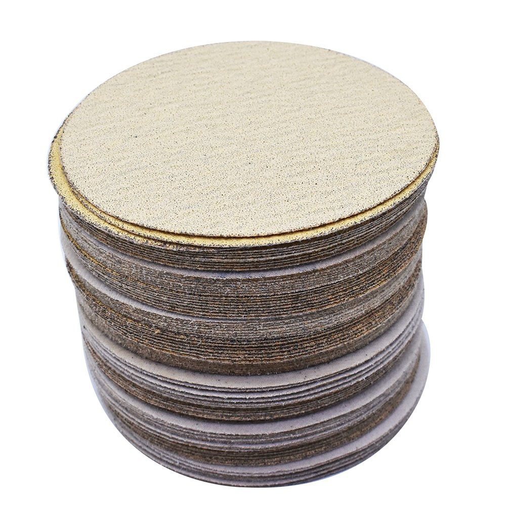 100 Pack 6 Inch Hook Loop Pads Sanding Disc Flocking 60 Grit NO-Hole Sanding