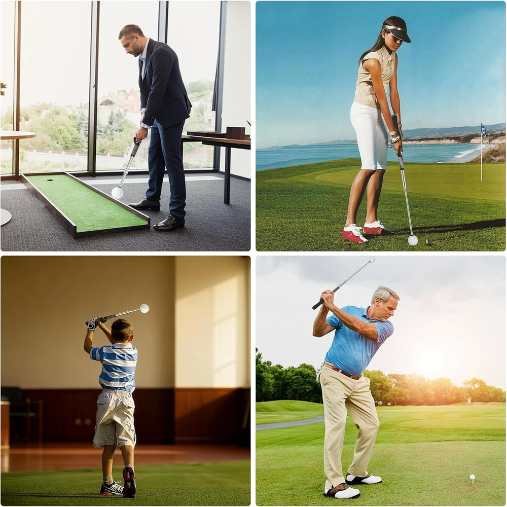 Retractable Golf Swing Training Aid - Audible Click Feedback Stick & Form Arm Ba