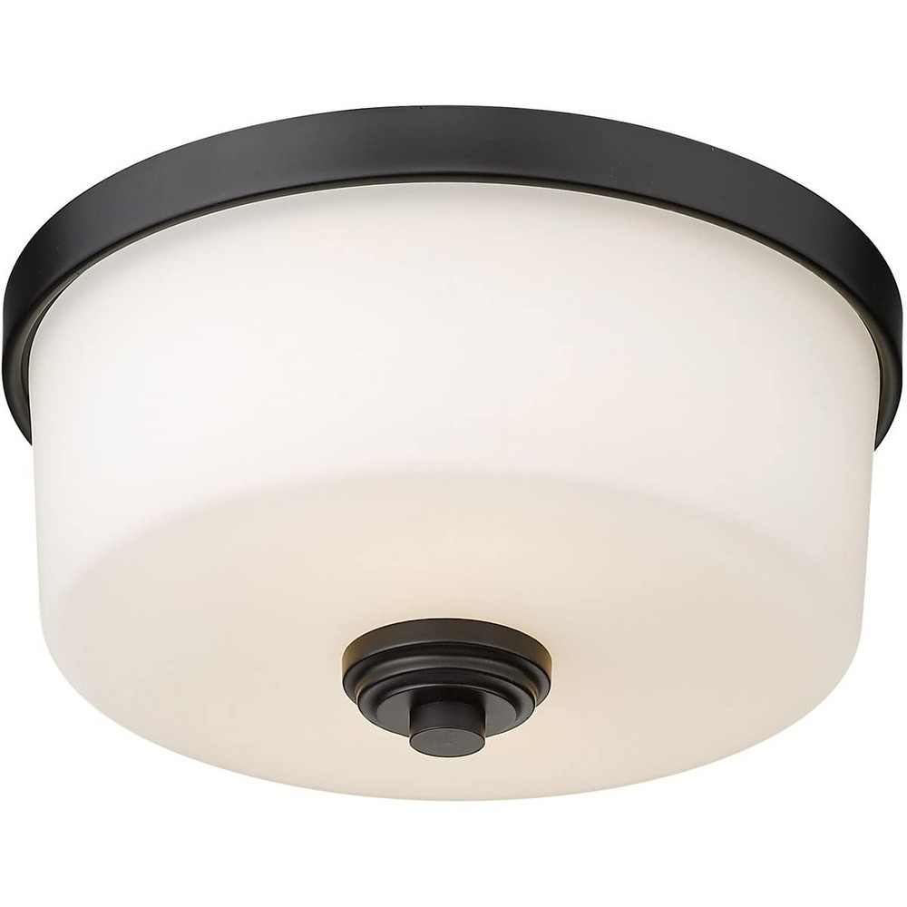 Z-Lite 2 Light Flush Mount 220F2-MB, Black,12" Round