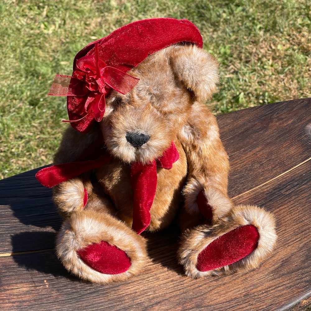 DanDee Red Velvet Hat Bear Plush 13”