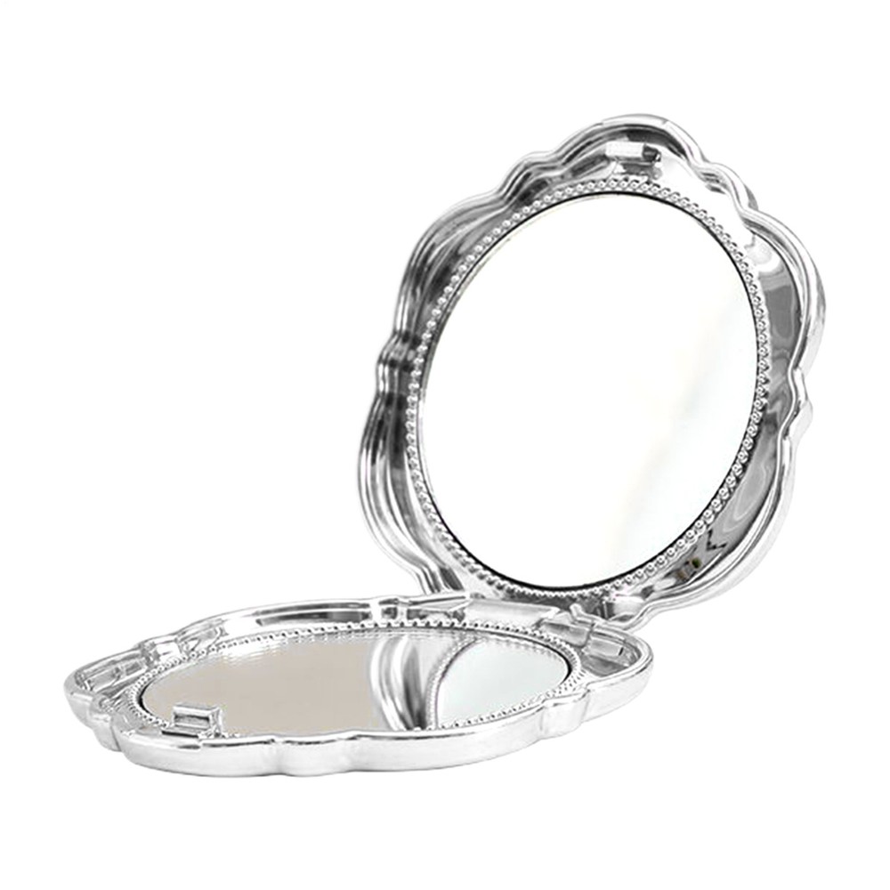 2pcs Makeup Mirror Electroplated rose Shape Compact Double Sided Mirror