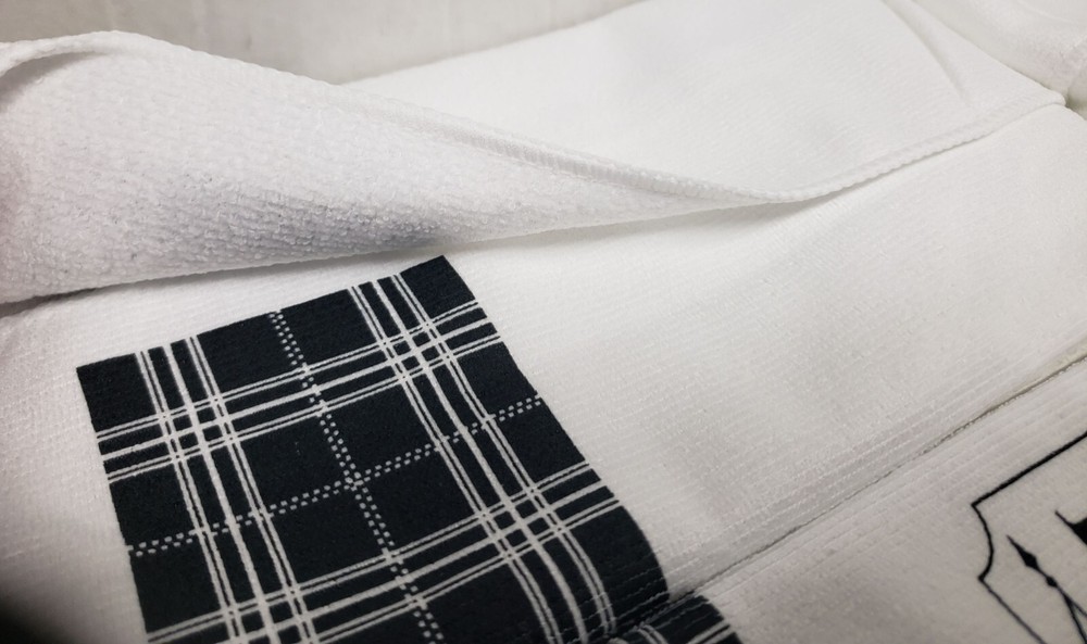 2 Same Microfiber Kitchen Towels (15" x 25") BLESS THIS HOME, BLACK & WHITE, GR