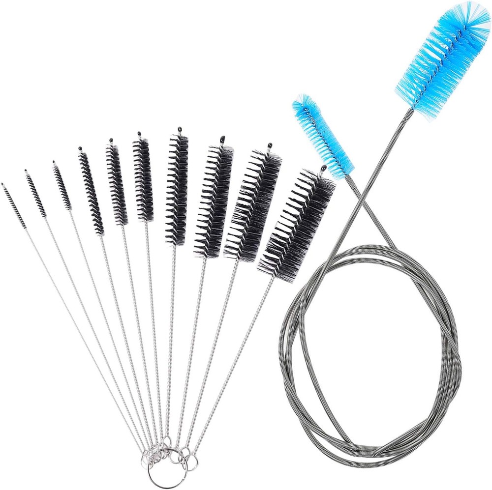 Aquarium Filter Brush Set, Flexible Double Ended Sky Blue, Silver, Black