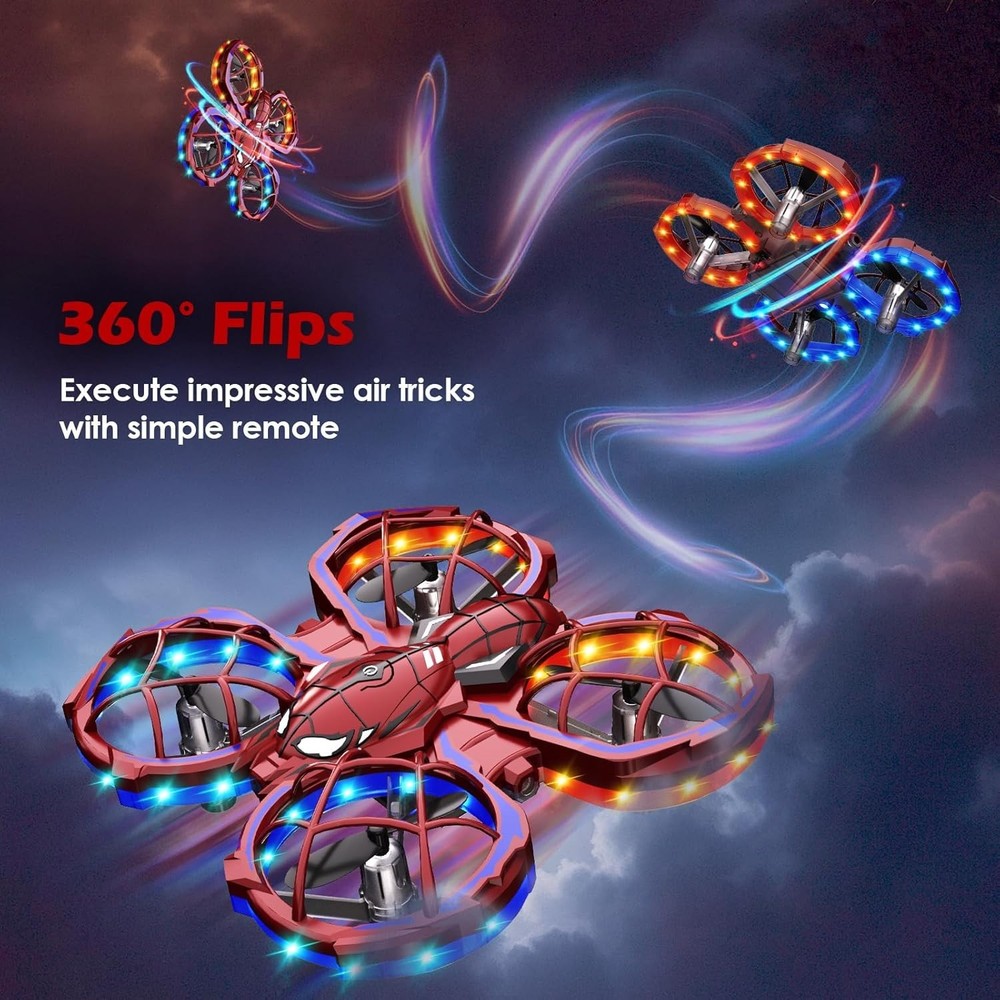 Mini Spider Drone for Kids 1080p Camera Remote Control with Flips Obstacles