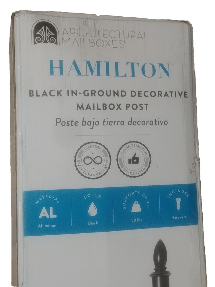 Hamilton Black In-Ground Steel Mailbox Post