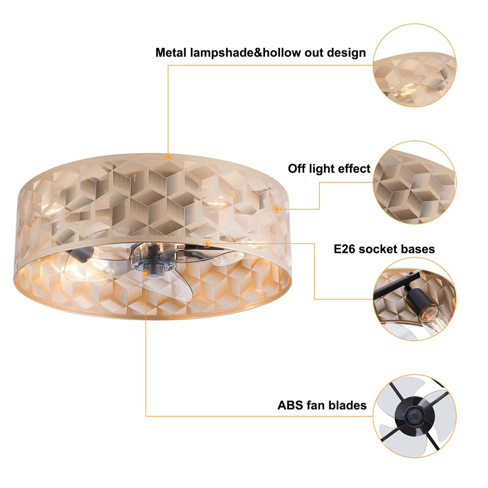Features 4 E26 Bulbs lamp holders 40W Ceiling Fan With Lights Remote Control