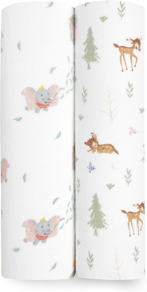 aden + anais Essentials Muslin Swaddle Blankets, Newborn 2-Pack, White
