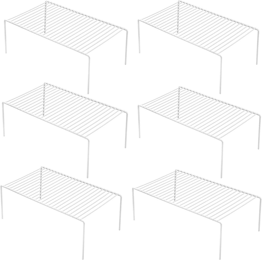 Cabinet Storage Shelf Rack Set of 6, Medium (13 x 9.4 inch) Rustproof Metal W...