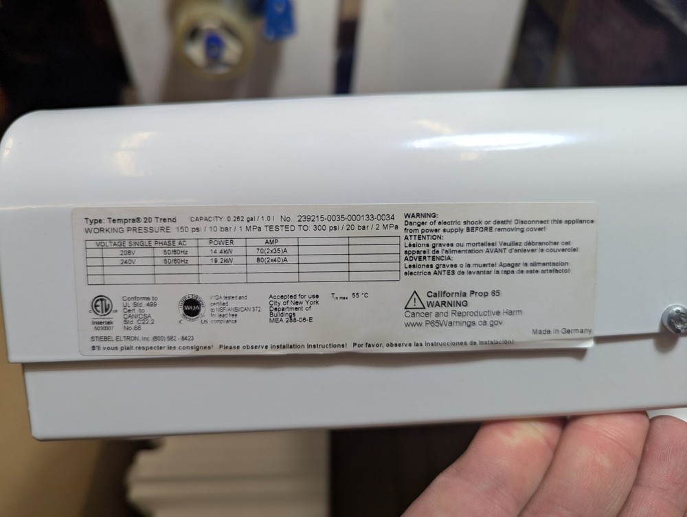 Lightly Used: Stiebel Eltron Tempra 20 Trend Electric Tankless Water Heater