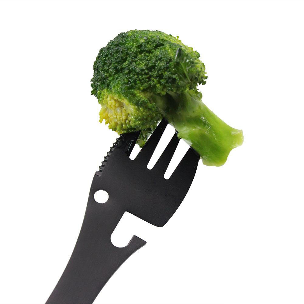 Stainless Spork Knife 4 Pack Spoon Fork Opener Multi-Tool / Camping Survival Kit