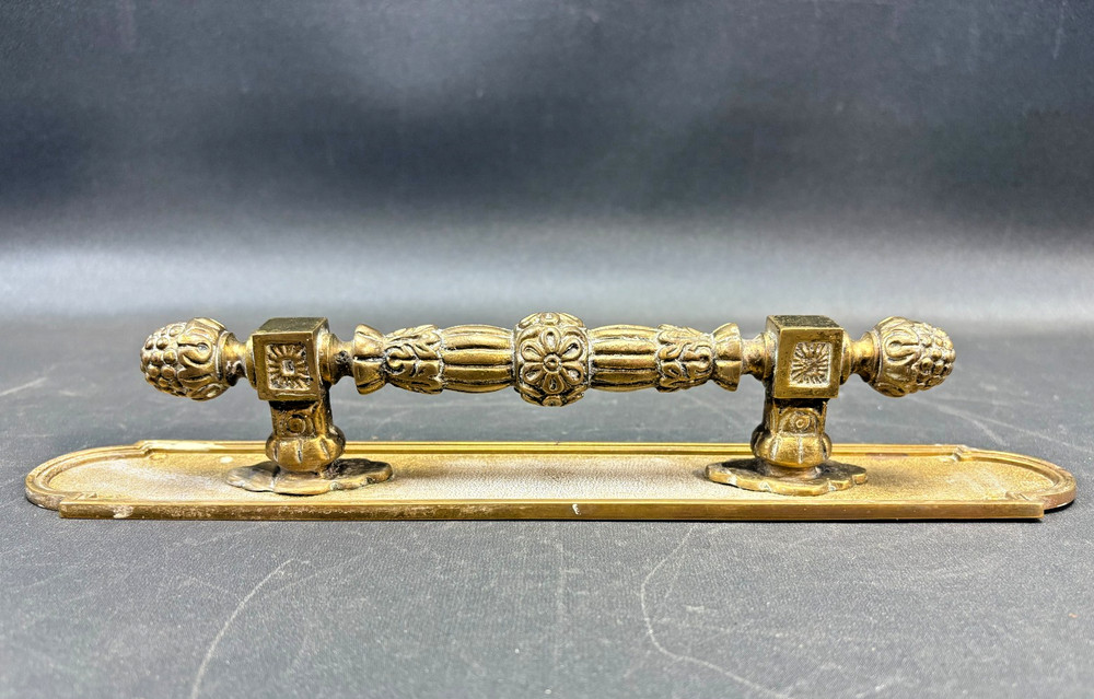 Vintage Ornate Solid Brass Door Pull Handle Victorian Style - 11.5"