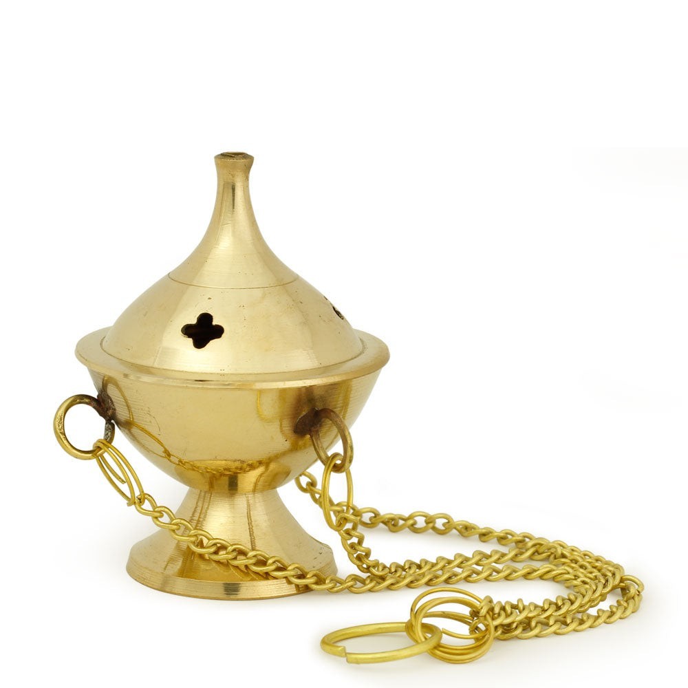 Mini Hanging Brass Incense Burner – Jali Design Resin & Cone Burner (2")