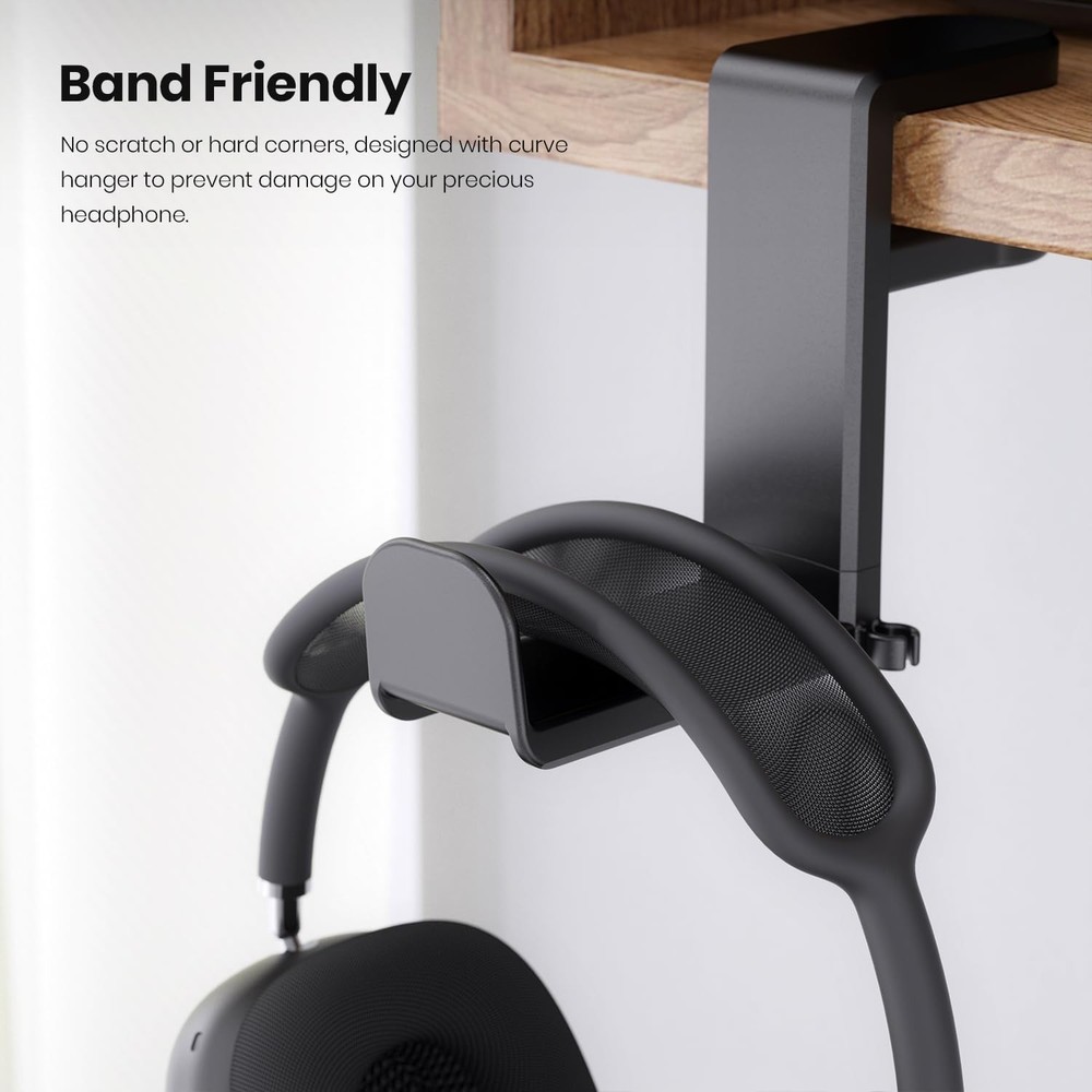 Rotating Headphone Stand PC Gaming Headset Holder Adjustable Clamp-on Under