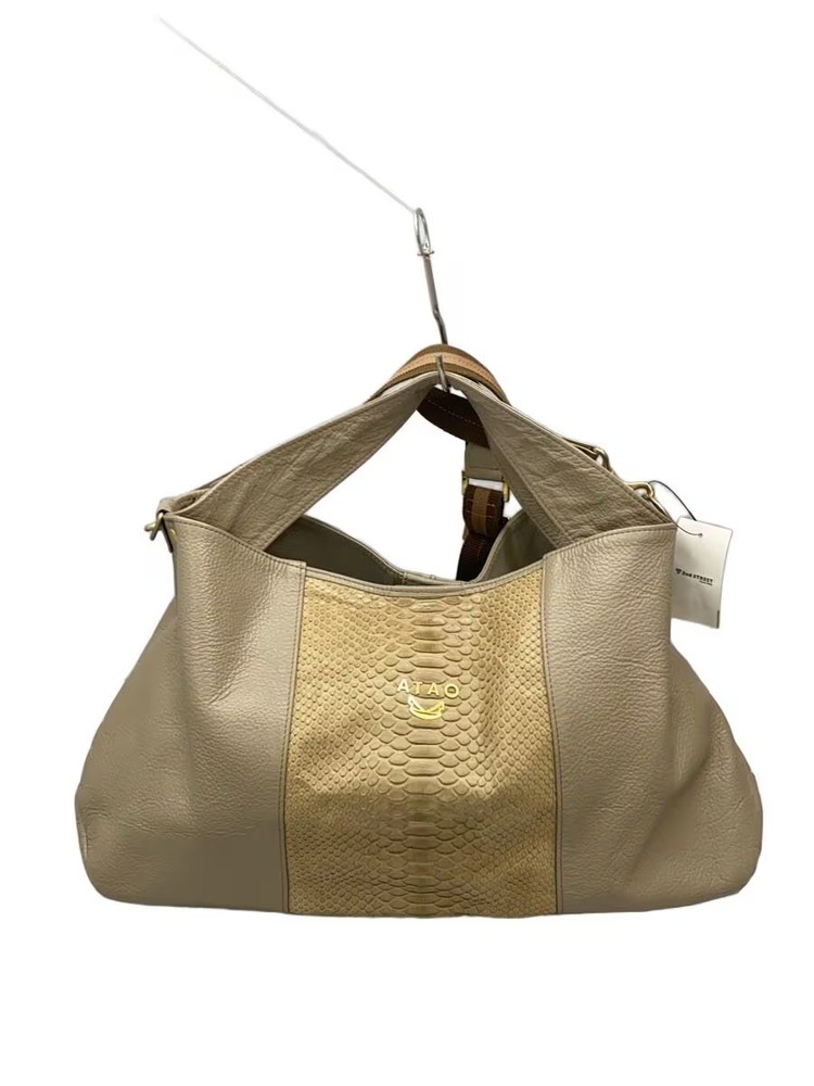 ATAO Handbag Leather BEG Plain ELVY LUXE