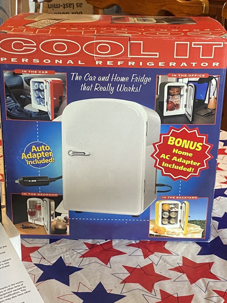 COOL IT Personal Mini Refrigerator - Black - Compact & Portable - Car Adapter