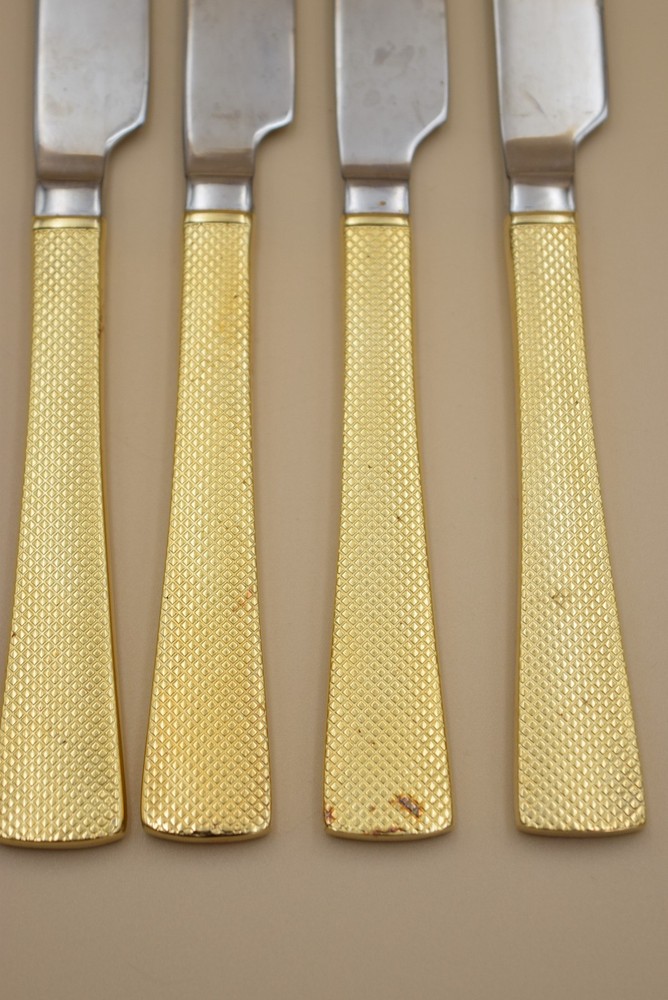 Argent Orfevres 14pc Flatware Gold Tone Dotted