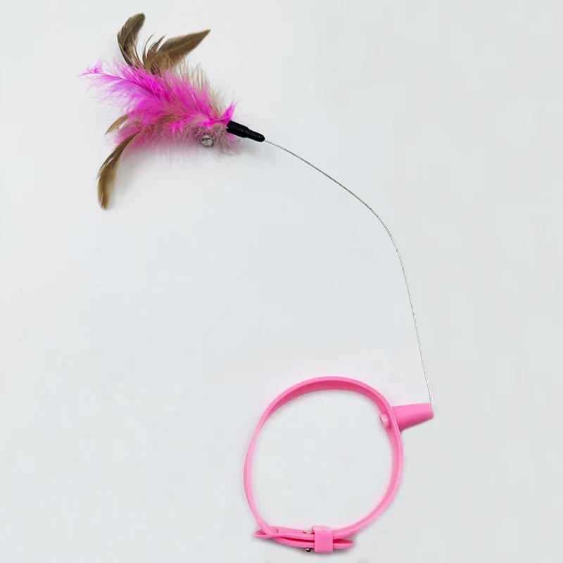 Adjustable Cat Collar Toy with Feather Teaser Interactive Pet Play Toy