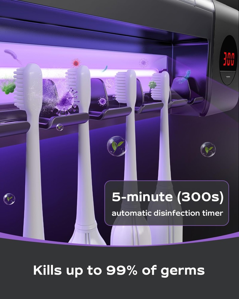 Housegem Toothbrush Holder Timer Function 2000mah Rechargeable Cordless Wallmoun