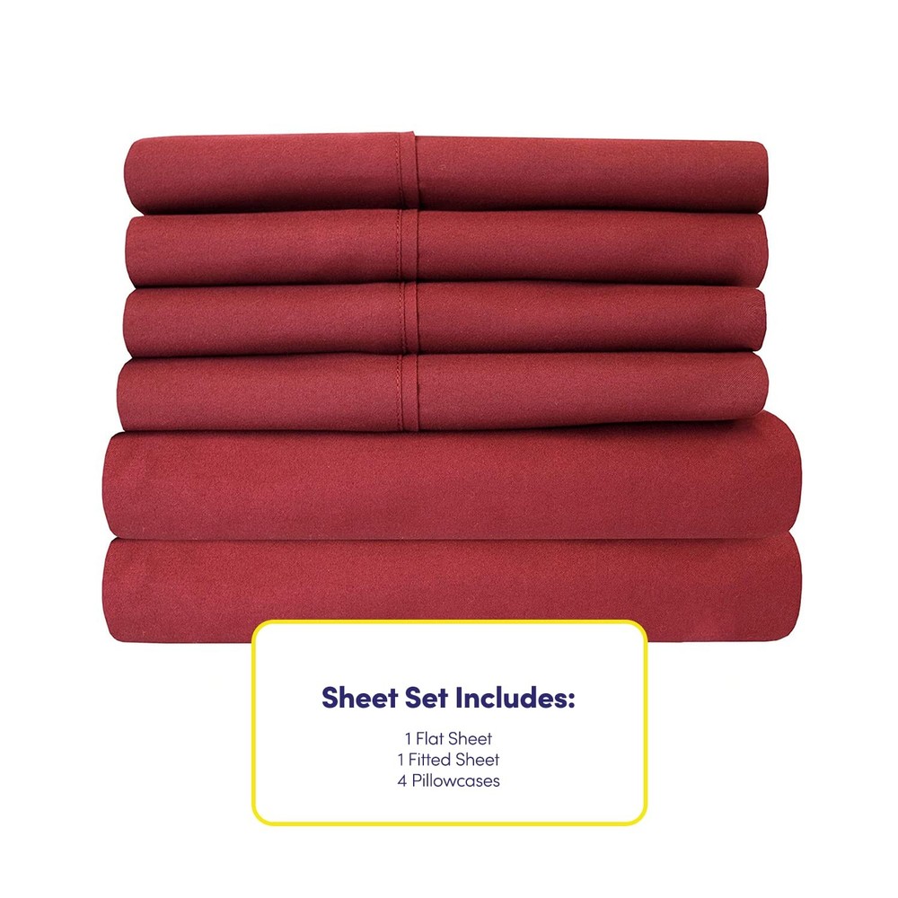 Full Size Bed Sheets - 6 Piece 1500 Supreme Collection Fine Brushed Microfibe...