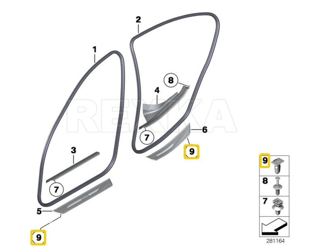 Rexka 10pcs Door Sill Covering Trim Clips for BMW 51471840960 E30 E31 E32 E34 E3