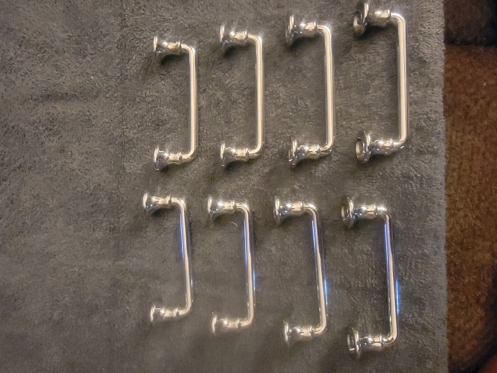 Vintage MCM Chromed Drawer Pulls Set Of 8 3½" Long