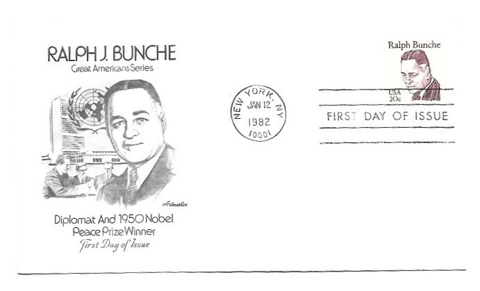 1860 20c Ralph Bunche, Artmaster FDC