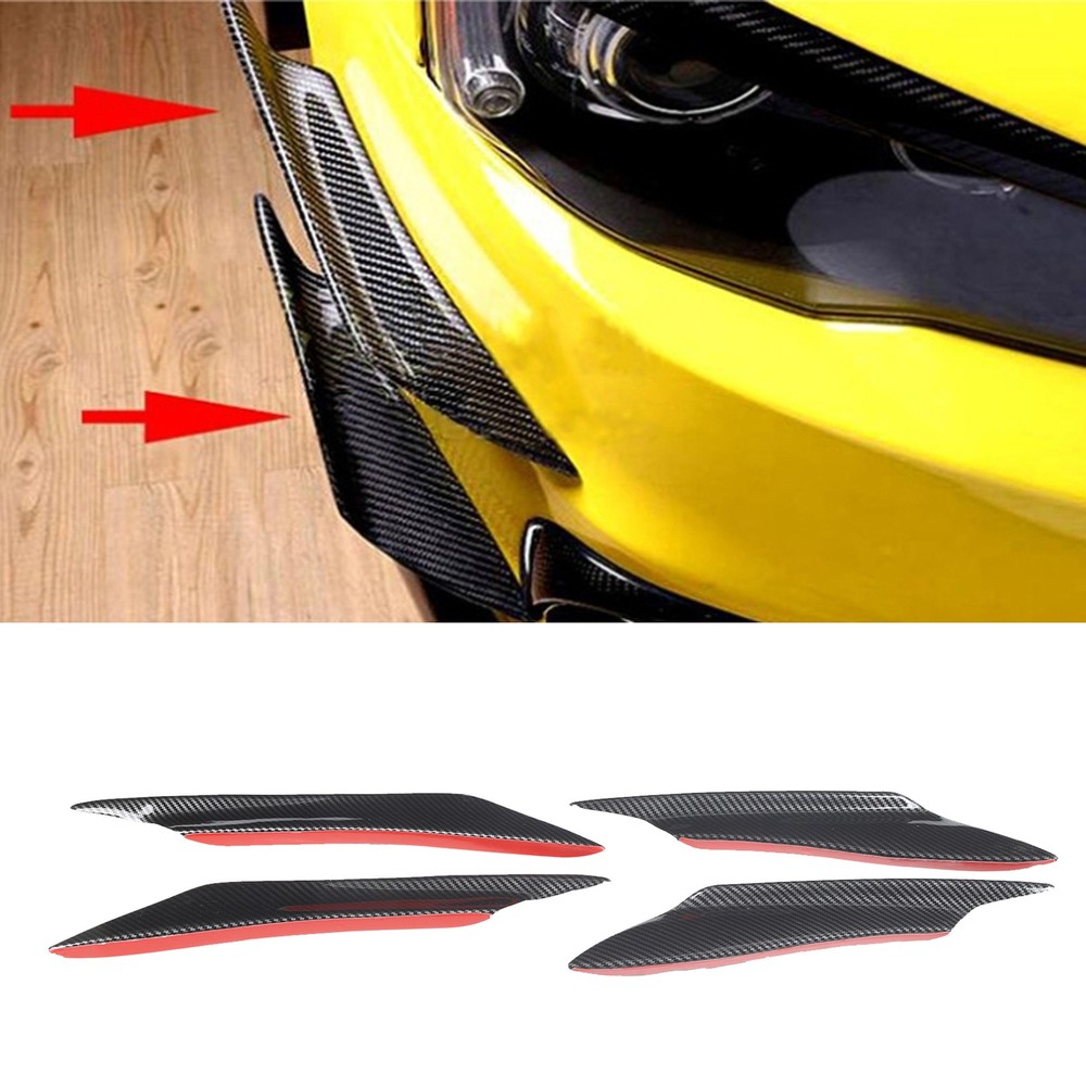 4Pcs Universal Bumper Spoiler Protective Carbon Fiber Style Front Lip Split QTYC