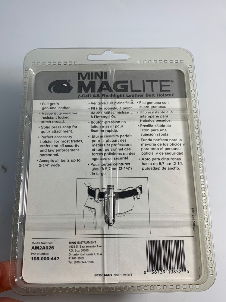 Mini MagLite 2-Cell AA Flashlight Leather Belt Holster