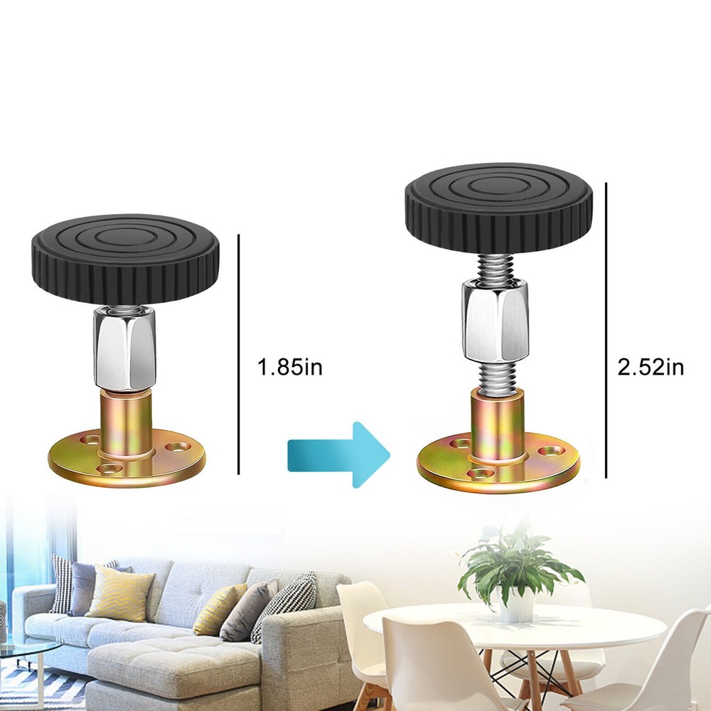 New 4Pcs Threaded Bed Frame Anti-Shake Tool Adjustable Headboard Stopper Black