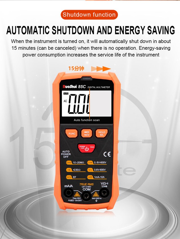 Digital Multimeter Voltmeter Ammeter Ohmmeter Volt AC DC Tester Leads Meter