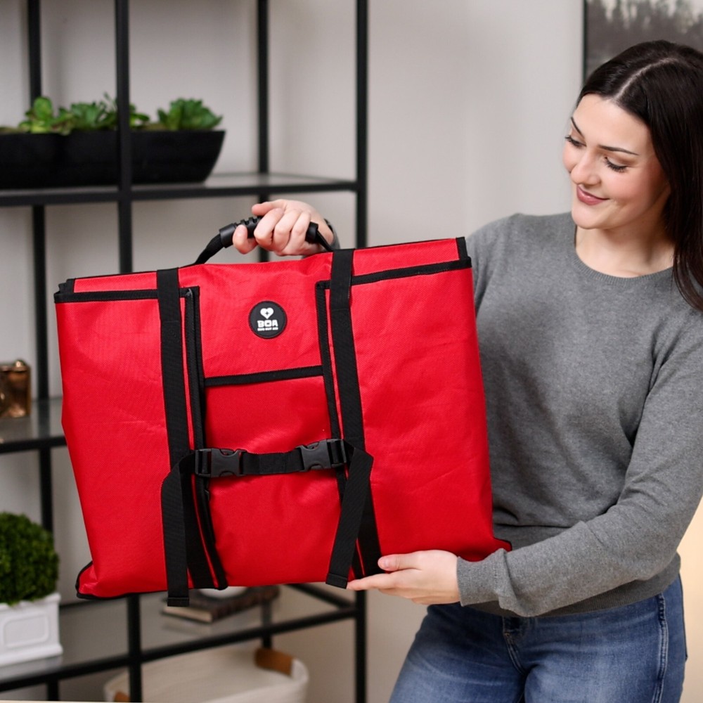 First Aid Bag Kit Empty Red - Foldable First Aid Bag Organizer - BOA Bug Out Aid