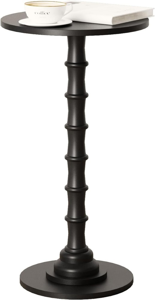 Round Side Table Modern Drink Table Small Spaces Small End Table W/ Solid Wood